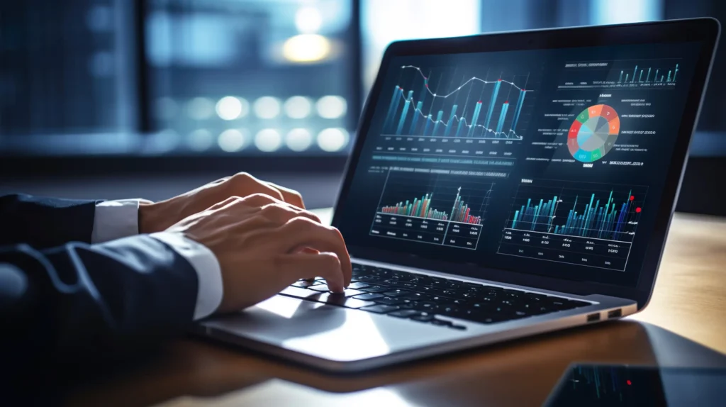 laptop with trading app